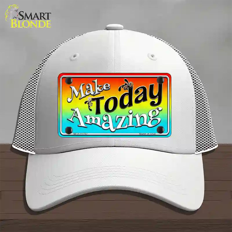 Make Today Amazing Novelty License Plate Hat Mesh / White