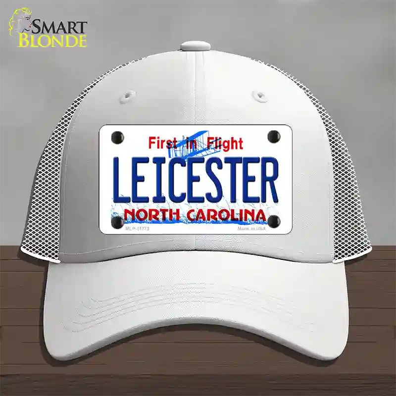 Leicester North Carolina State Novelty License Plate Hat Mesh / White