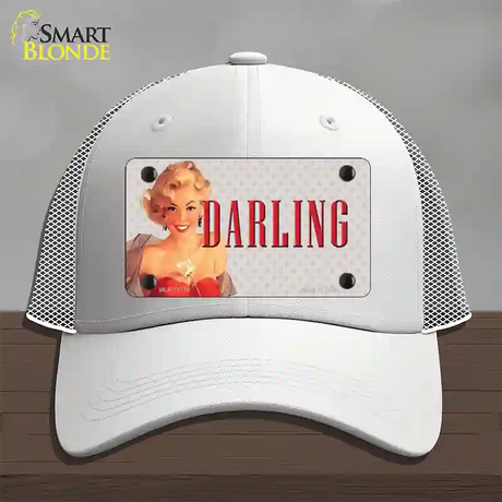 Darling Vintage Pinup Novelty License Plate Hat Mesh / White