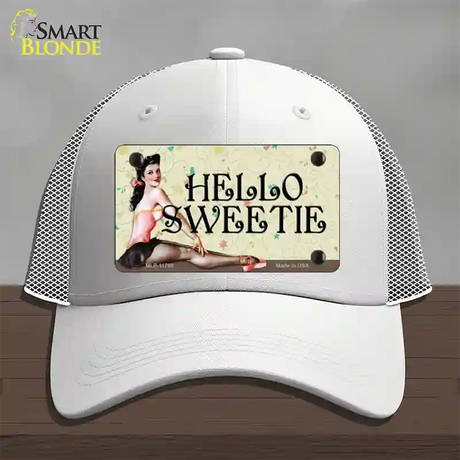 Hello Sweetie Vintage Pinup Novelty License Plate Hat Mesh / White