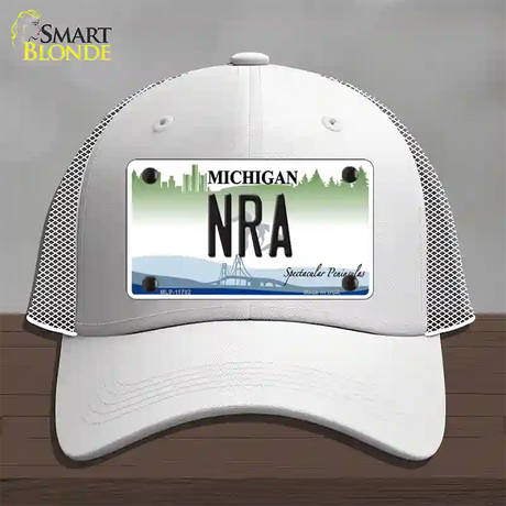 NRA Michigan Novelty License Plate Hat Mesh / White