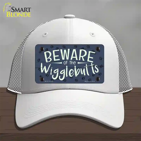 Beware of the Wigglebutts Novelty License Plate Hat Mesh / White