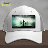 Crosses in the Sun Blue Novelty License Plate Hat Mesh / White