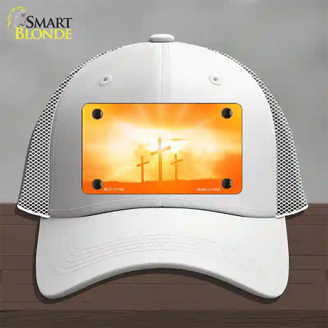 Crosses in the Sun Orange Novelty License Plate Hat Mesh / White