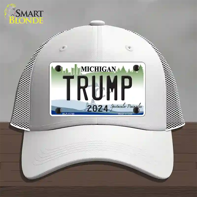 Trump 2024 Michigan Background Novelty License Plate Hat Mesh / White