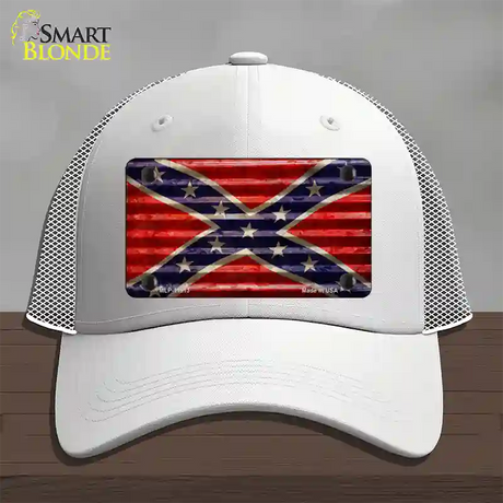 Confederate Flag Corrugated Novelty License Plate Hat Mesh / White