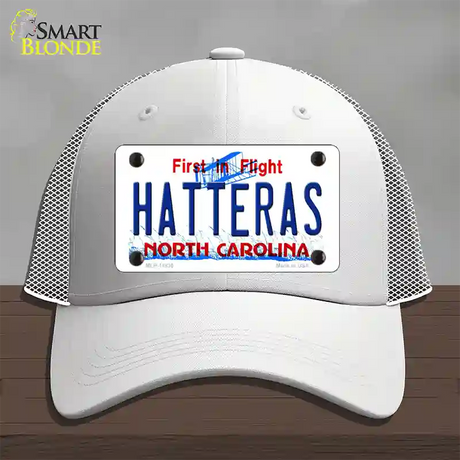 Hatteras North Carolina Novelty License Plate Hat Mesh / White