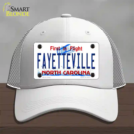 Fayetteville North Carolina Novelty License Plate Hat Mesh / White