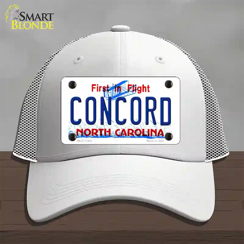 Concord North Carolina Novelty License Plate Hat Mesh / White