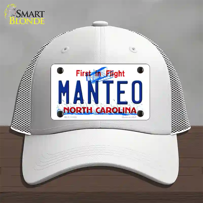 Manteo North Carolina Novelty License Plate Hat Mesh / White