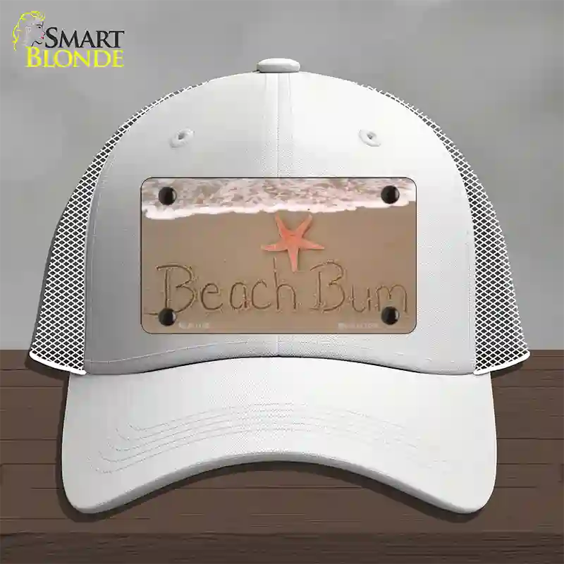 Beach Bum Novelty License Plate Hat Mesh / White