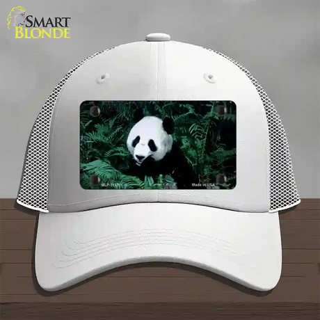 Panda Bear Novelty License Plate Hat Mesh / White