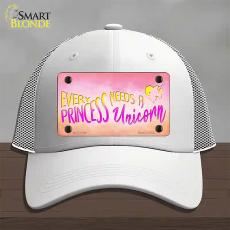 Princess and Unicorn Novelty License Plate Hat Mesh / White