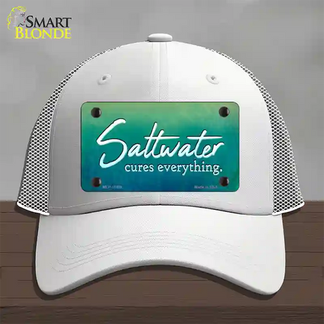 Saltwater Cures Everything Novelty License Plate Hat Mesh / White