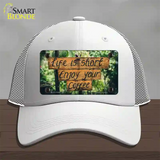 Enjoy Your Coffee Novelty License Plate Hat Mesh / White