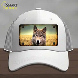 Wolf Novelty License Plate Hat Mesh / White