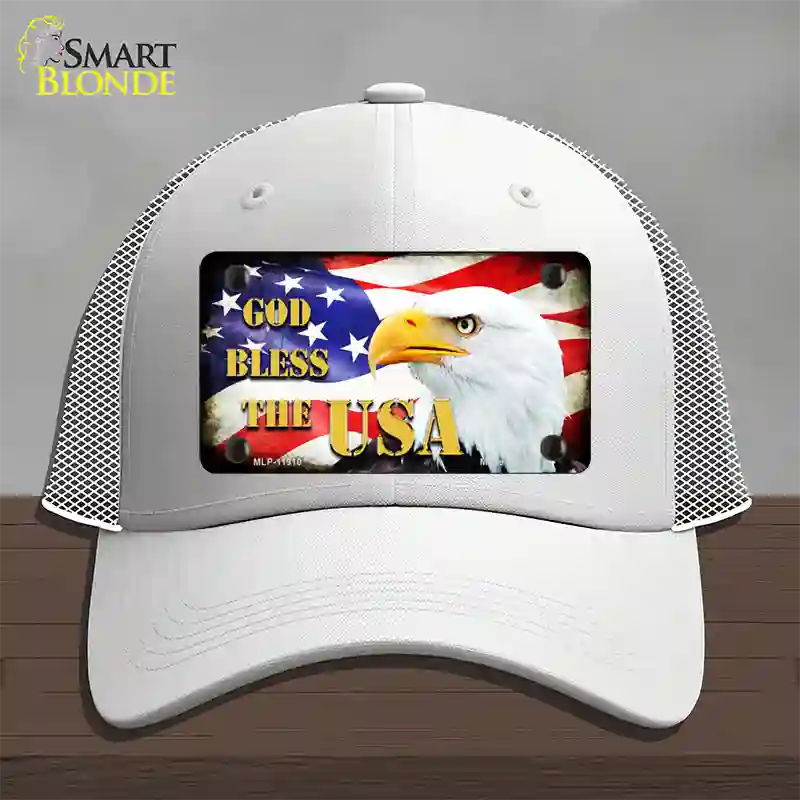 God Bless The USA Novelty License Plate Hat Mesh / White