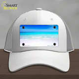 Beach Scene Novelty License Plate Hat Mesh / White