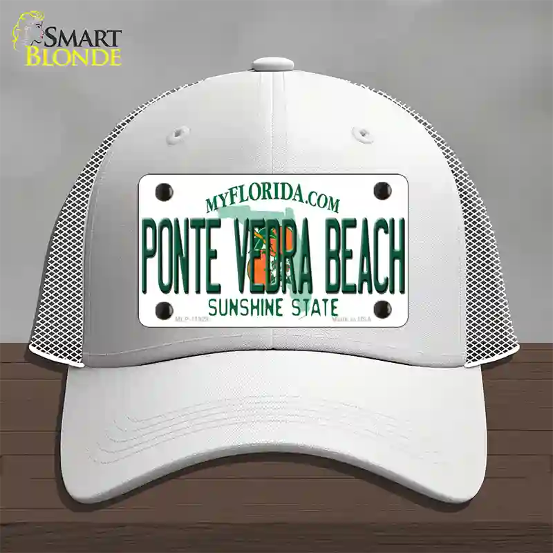 Florida Ponte Vedra Beach Novelty License Plate Hat Mesh / White