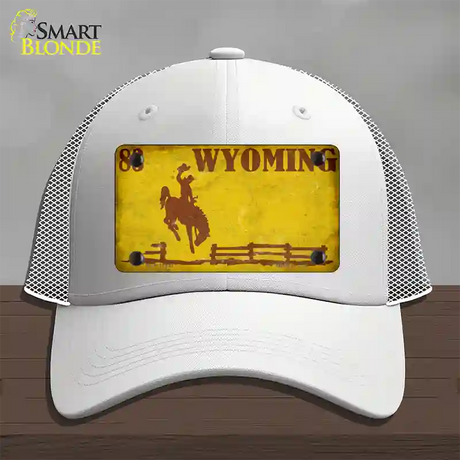 Wyoming Yellow Rusty Novelty License Plate Hat Mesh / White