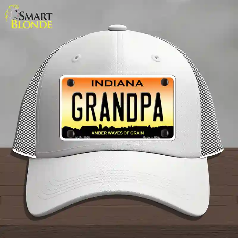 Indiana Grandpa Novelty License Plate Hat Mesh / White