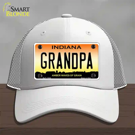 Indiana Grandpa Novelty License Plate Hat Mesh / White