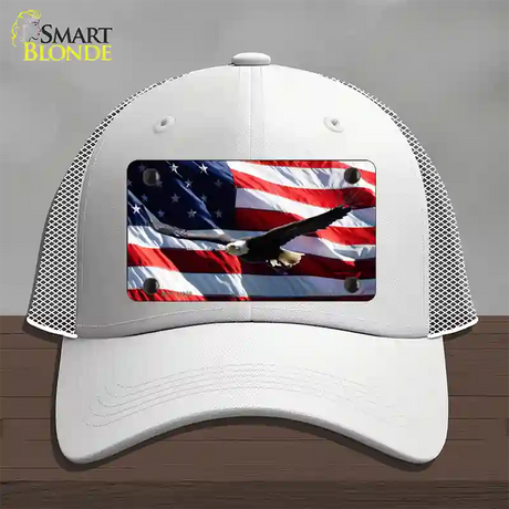 Soaring Eagle Flag Novelty License Plate Hat Mesh / White