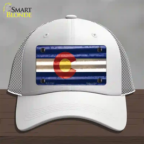 Colorado Corrugated Flag Novelty License Plate Hat Mesh / White