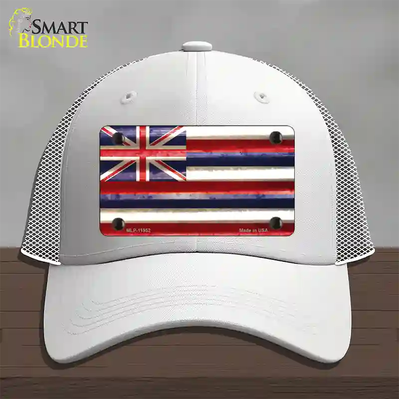 Hawaii Corrugated Flag Novelty License Plate Hat Mesh / White