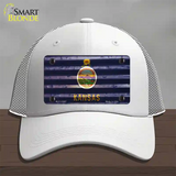 Kansas Corrugated Flag Novelty License Plate Hat Mesh / White