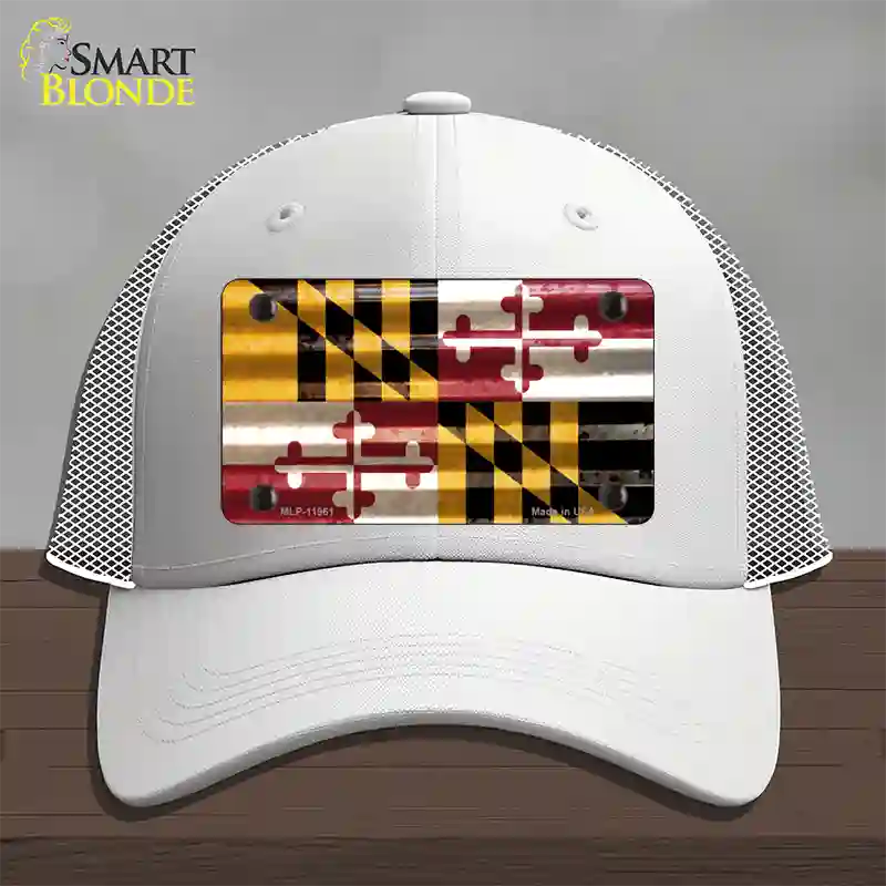 Maryland Corrugated Flag Novelty License Plate Hat Mesh / White