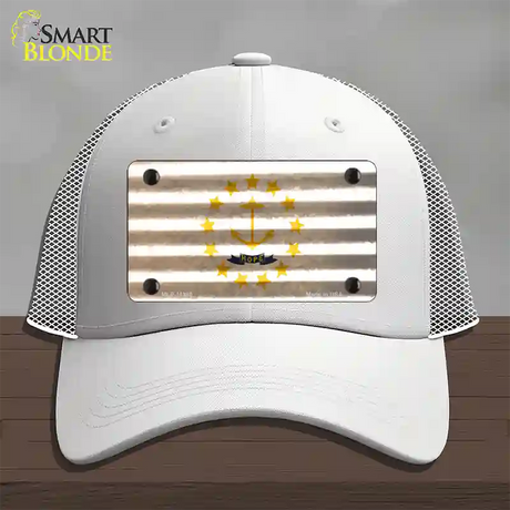 Rhode Island Corrugated Flag Novelty License Plate Hat Mesh / White