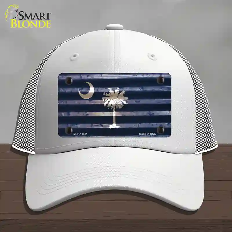 South Carolina Corrugated Flag Novelty License Plate Hat Mesh / White