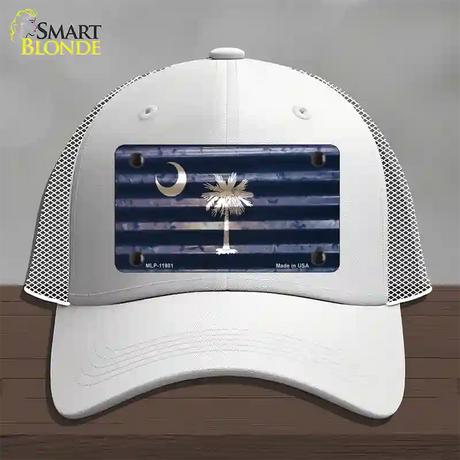 South Carolina Corrugated Flag Novelty License Plate Hat Mesh / White