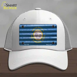 South Dakota Corrugated Flag Novelty License Plate Hat Mesh / White