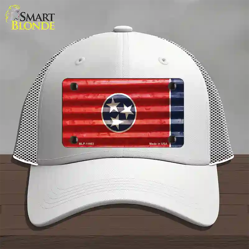 Tennessee Corrugated Flag Novelty License Plate Hat Mesh / White