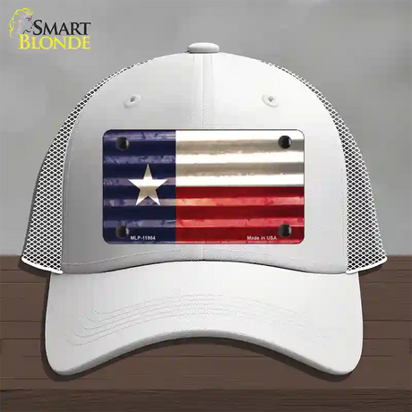 Texas Corrugated Flag Novelty License Plate Hat Mesh / White