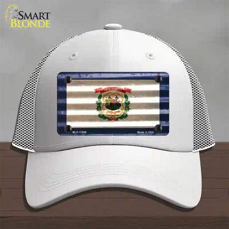 West Virginia Corrugated Flag Novelty License Plate Hat Mesh / White