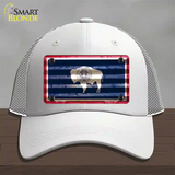 Wyoming Corrugated Flag Novelty License Plate Hat Mesh / White