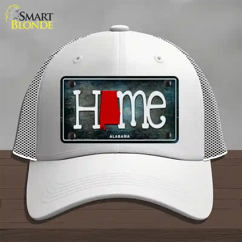 Alabama Home State Outline Novelty License Plate Hat Mesh / White