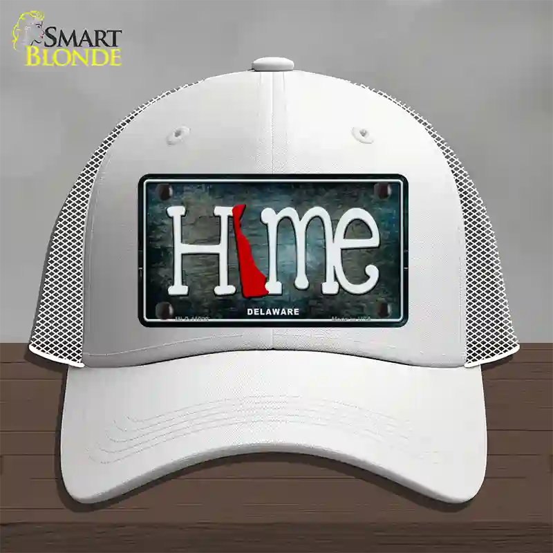 Delaware Home State Outline Novelty License Plate Hat Mesh / White