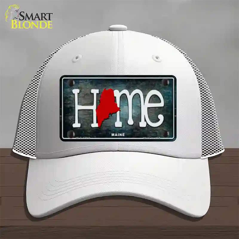 Maine Home State Outline Novelty License Plate Hat Mesh / White