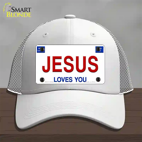 Jesus Loves You Novelty License Plate Hat Mesh / White