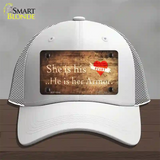 His Heart Her Armor Novelty License Plate Hat Mesh / White