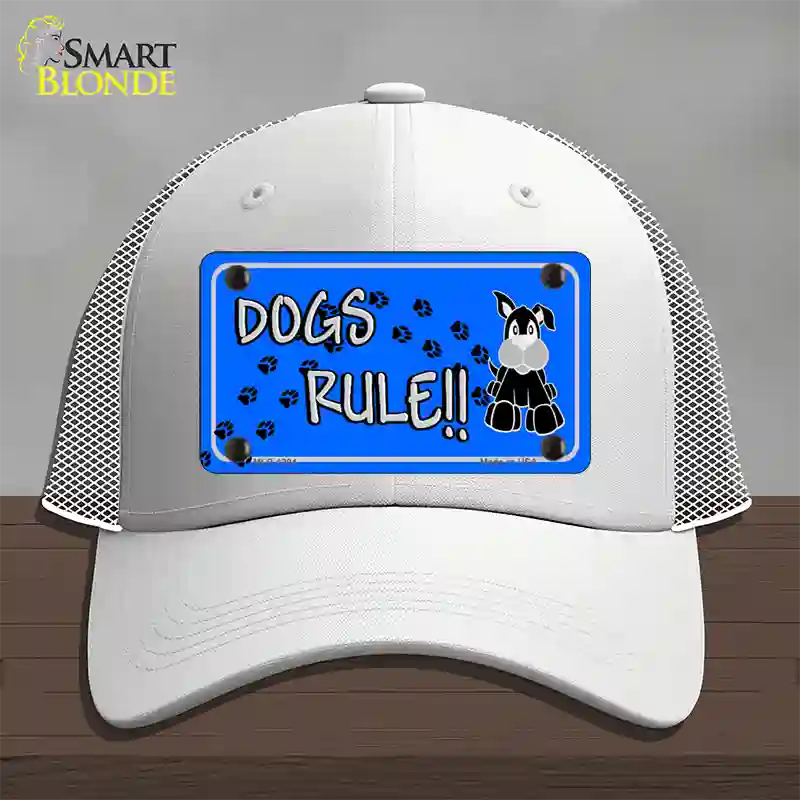 Dogs Rule Novelty License Plate Hat Tag Mesh / White