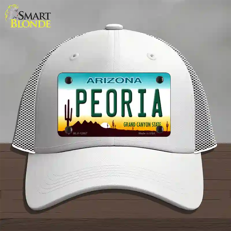 Peoria Arizona Novelty License Plate Hat Mesh / White