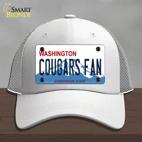 Washington Cougars Fan Novelty License Plate Hat Mesh / White