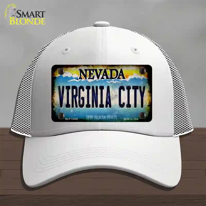 Nevada Virginia City Novelty License Plate Hat Mesh / White