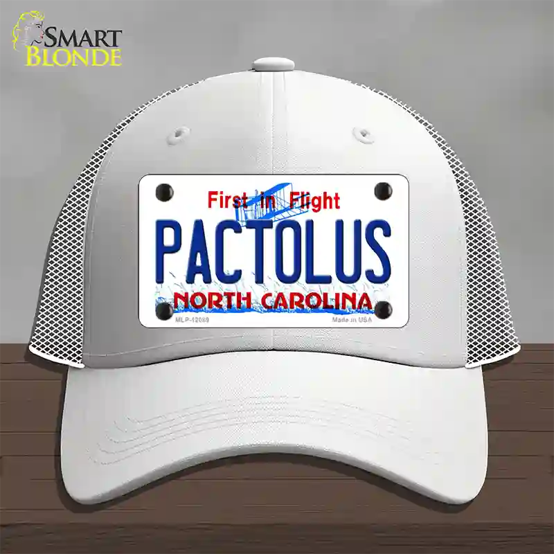 Pactolus North Carolina State Novelty License Plate Hat Mesh / White