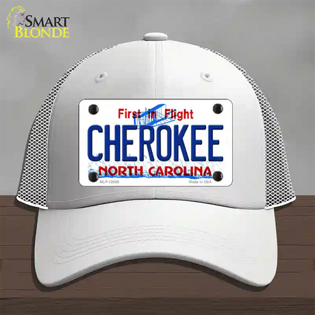 Cherokee North Carolina State Novelty License Plate Hat Mesh / White